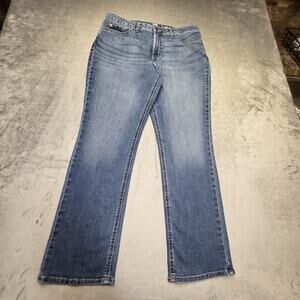 Lee Jeans Womens 12P Blue Mid Rise Straight Stretch Denim Pockets